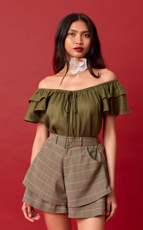 AZUL SHORTS - HOUNDSTOOTH PLAID