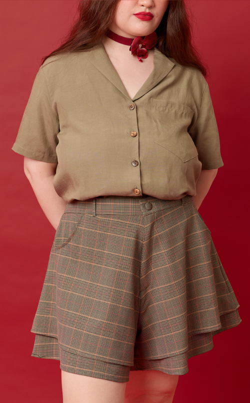 AZUL SHORTS - HOUNDSTOOTH PLAID