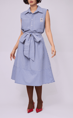 AGNES SKIRT - BLUE STRIPES SEERSUCKER