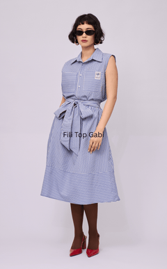 AGNES SKIRT - BLUE STRIPES SEERSUCKER