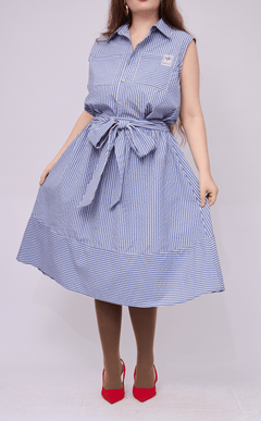 AGNES SKIRT - BLUE STRIPES SEERSUCKER