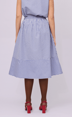 AGNES SKIRT - BLUE STRIPES SEERSUCKER