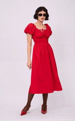 AMELIE DRESS - RED POPLIN