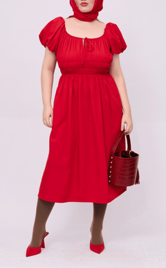 AMELIE DRESS - RED POPLIN