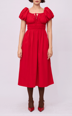 AMELIE DRESS - RED POPLIN