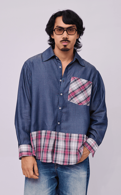ANDRES SHIRT - COMBI DENIM ROSAS