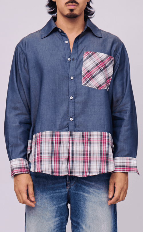 ANDRES SHIRT - COMBI DENIM ROSAS