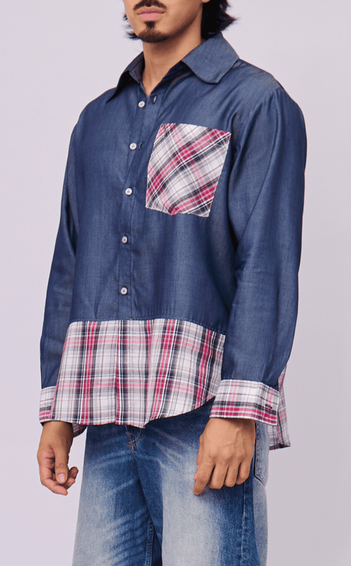 ANDRES SHIRT - COMBI DENIM ROSAS