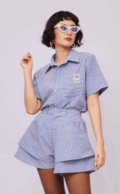 AZUL SHORTS - BLUE STRIPES GINGHAM