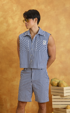 MANU SHORTS - NAVY BLUE GINGHAM Shop.TayoStudio