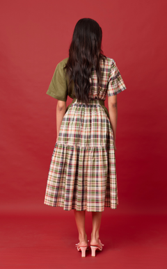 CARIÑOSA SKIRT - OLIVE PLAID Shop.TayoStudio