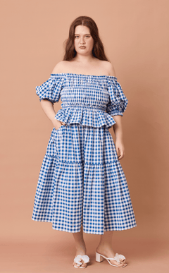 CARIÑOSA SKIRT - BLUE GINGHAM