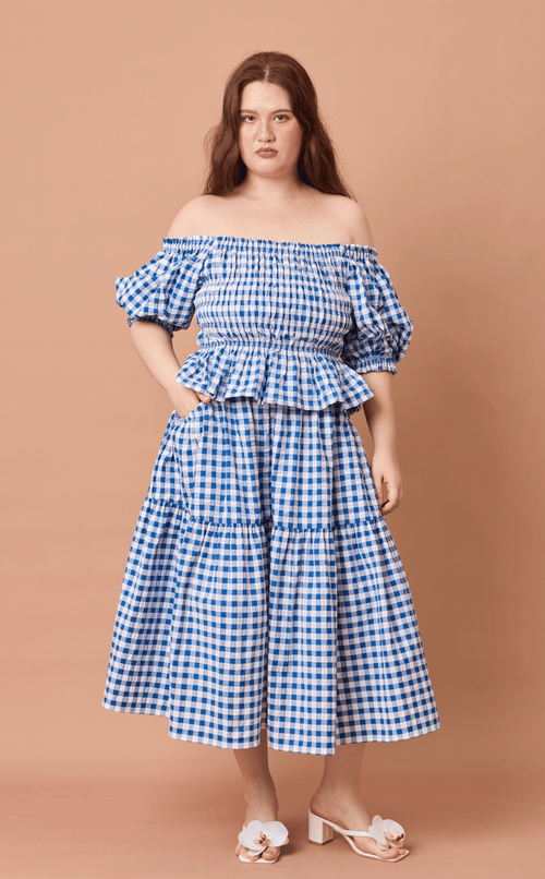 CARIÑOSA SKIRT - BLUE GINGHAM