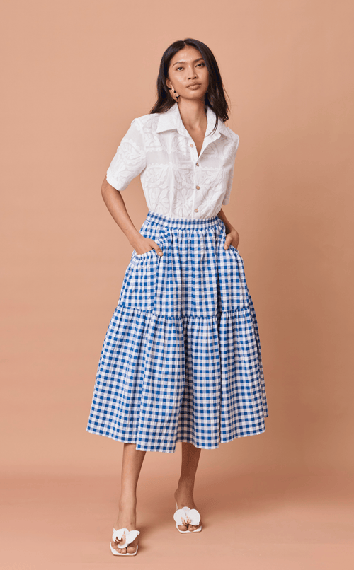 CARIÑOSA SKIRT - BLUE GINGHAM Shop.TayoStudio