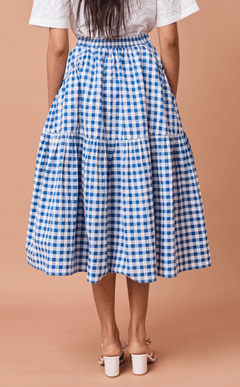 CARIÑOSA SKIRT - BLUE GINGHAM