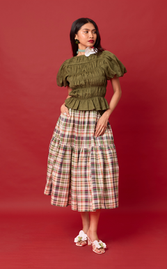 CARIÑOSA SKIRT - OLIVE PLAID Shop.TayoStudio