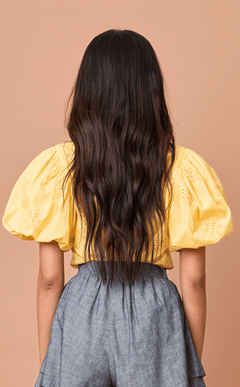 CELIA TOP - YELLOW EYELET Shop.TayoStudio