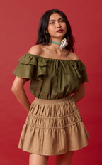COSETTE SKORT - BROWN WOOL Shop.TayoStudio