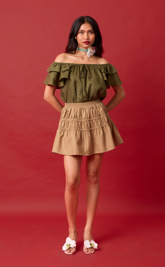 COSETTE SKORT - BROWN WOOL Shop.TayoStudio