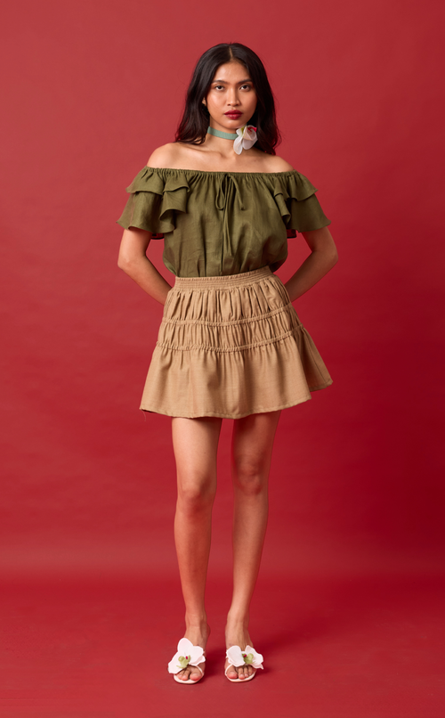 COSETTE SKORT - BROWN WOOL Shop.TayoStudio