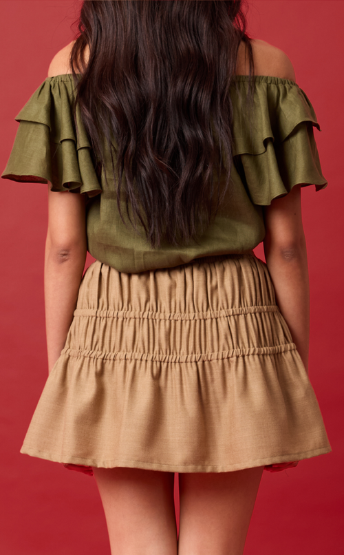 COSETTE SKORT - BROWN WOOL Shop.TayoStudio