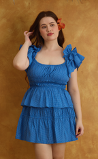 COSETTE SKORT - BLUE GRID Shop.TayoStudio