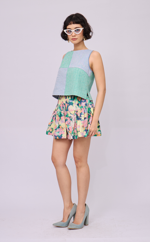 MARTY TOP - BLUE AND GREEN CHEVRON (RETASO)