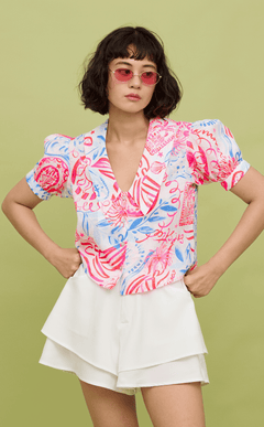 DANI TOP - NEON TROPICAL LINEN