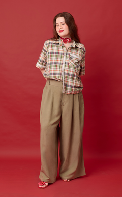 DATU PANTS - OLIVE BANANA LINEN Shop.TayoStudio