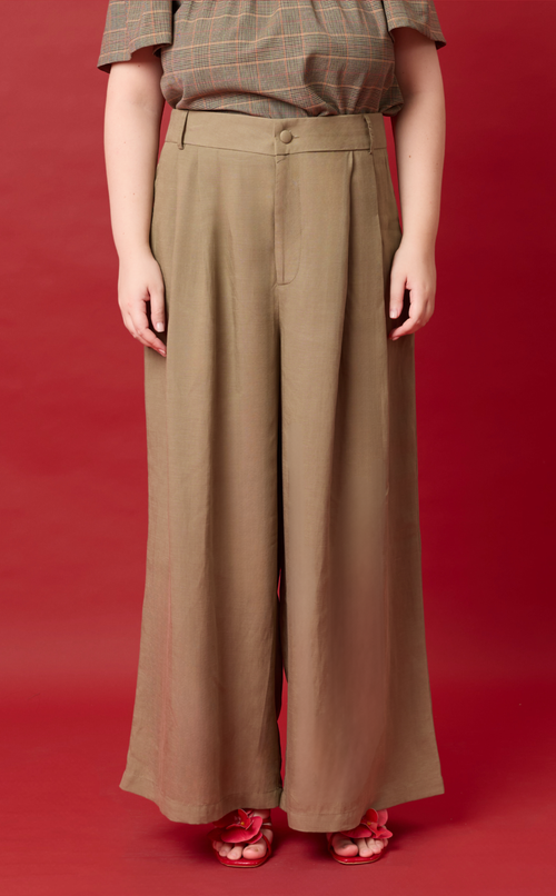 DATU PANTS - OLIVE BANANA LINEN Shop.TayoStudio
