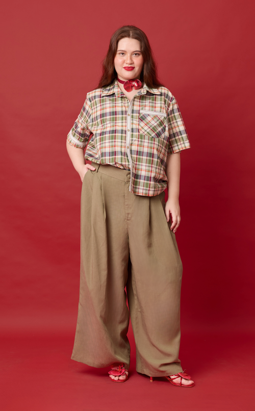 DATU PANTS - OLIVE BANANA LINEN Shop.TayoStudio