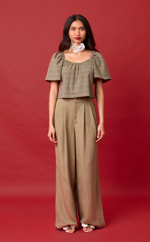 DATU PANTS - OLIVE BANANA LINEN Shop.TayoStudio