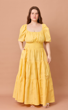MUTYA DRESS - YELLOW EYELET Shop.TayoStudio