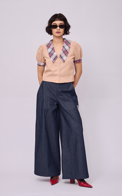 DANI TOP - COMBI NUDE PLAID