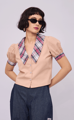 DANI TOP - COMBI NUDE PLAID