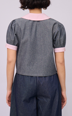 DANI TOP - GRAY DENIM CHAMBRAY