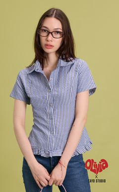 LIV TOP - BLUE SEERSUCKER