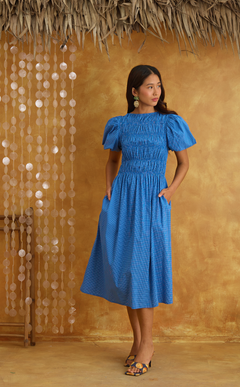 ELENA DRESS - BLUE GRID Shop.TayoStudio