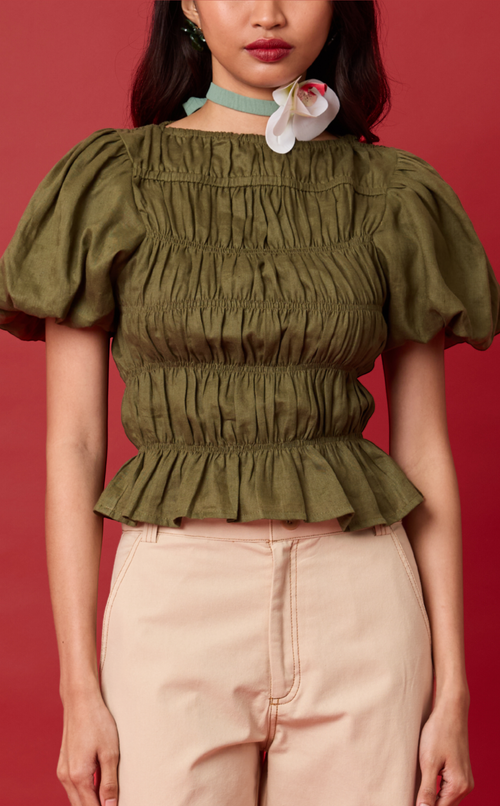 ELENA TOP - ARMY GREEN