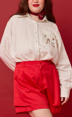 ESCOLTA TOP - WHITE CHALK STRIPES w/BAYANIHAN EMBRO