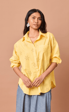 ESCOLTA TOP - YELLOW EYELET Shop.TayoStudio