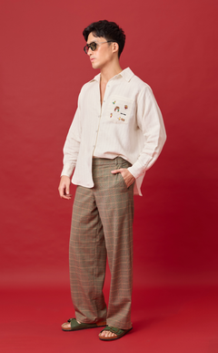 ESCOLTA TOP - WHITE CHALK STRIPES w/BAYANIHAN EMBRO Shop.TayoStudio