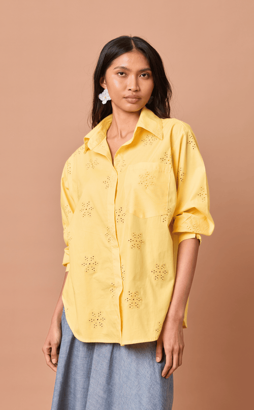 ESCOLTA TOP - YELLOW EYELET Shop.TayoStudio