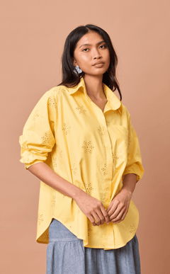 ESCOLTA TOP - YELLOW EYELET Shop.TayoStudio