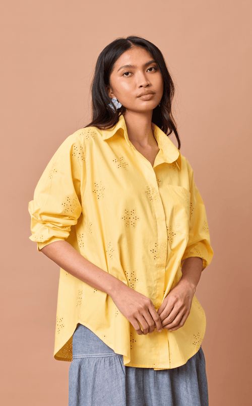 ESCOLTA TOP - YELLOW EYELET Shop.TayoStudio