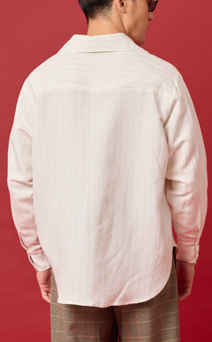 ESCOLTA TOP - WHITE CHALK STRIPES w/BAYANIHAN EMBRO Shop.TayoStudio