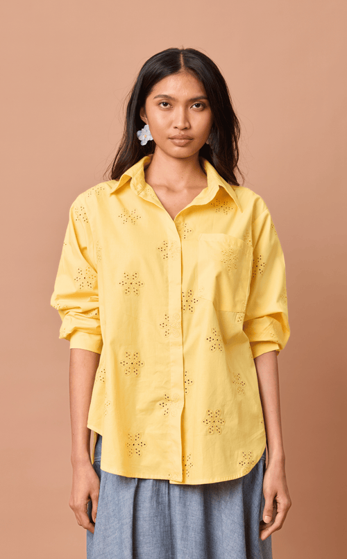ESCOLTA TOP - YELLOW EYELET Shop.TayoStudio