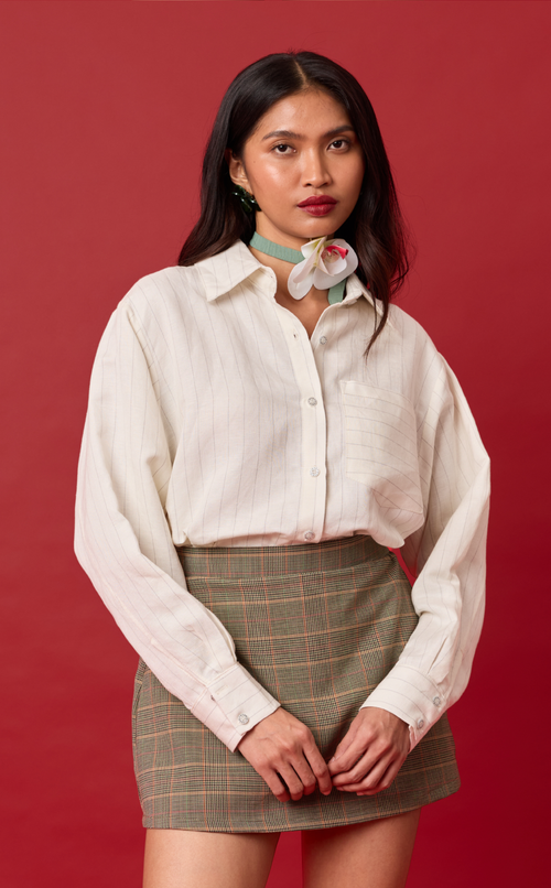 ESTRELLA TOP - WHITE CHALK STRIPES Shop.TayoStudio