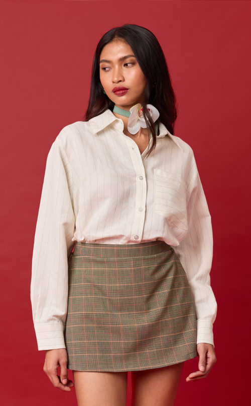 ESTRELLA TOP - WHITE CHALK STRIPES