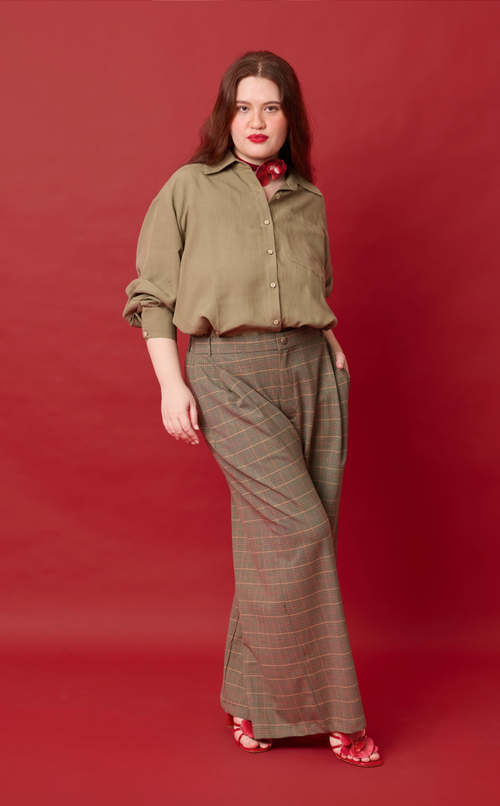 ESTRELLA TOP - OLIVE BANANA LINEN Shop.TayoStudio